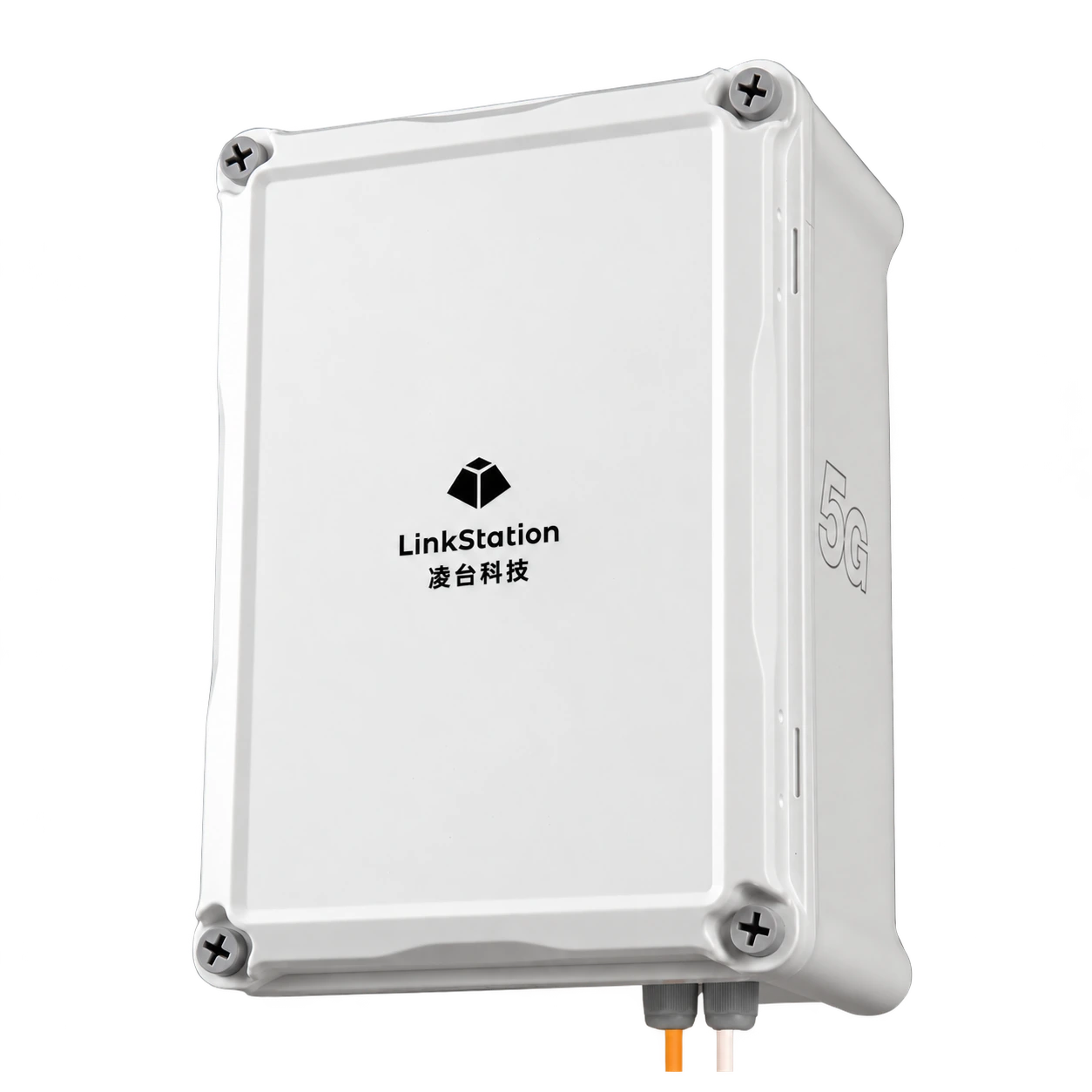 LS500 长航版，白色四角固定机身、侧面 5G 标识与底部连接线